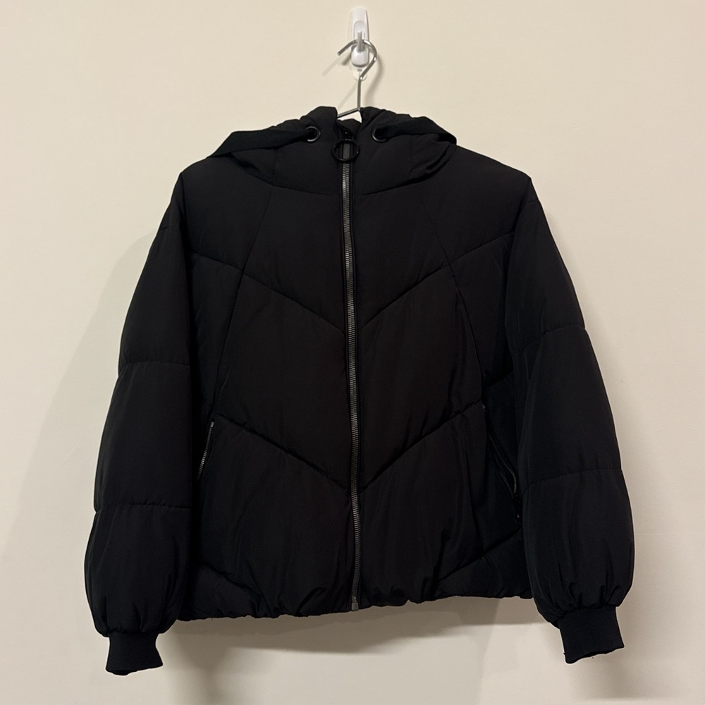 Zara Black Puffer Jacket with Hood